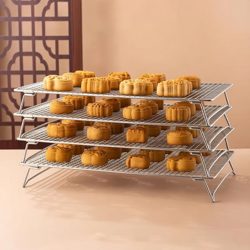 Set of 2 Cooling Racks with Folding Legs，for Cooking, Roasting,