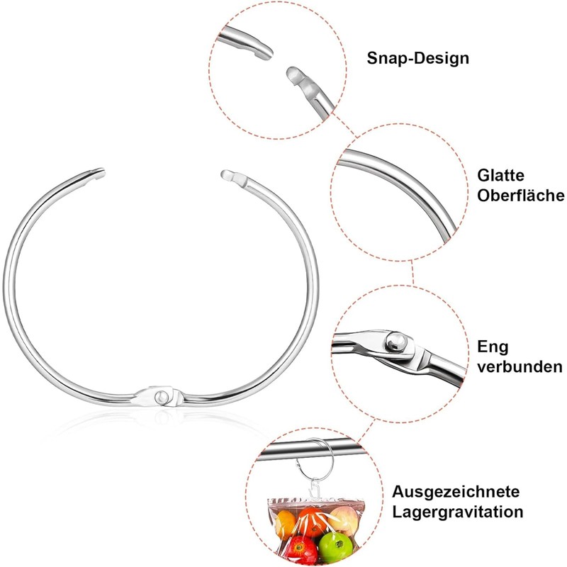 Oenothera 50 Pieces Curtain Pole Rings, 50mm Internal Diameter Curtain