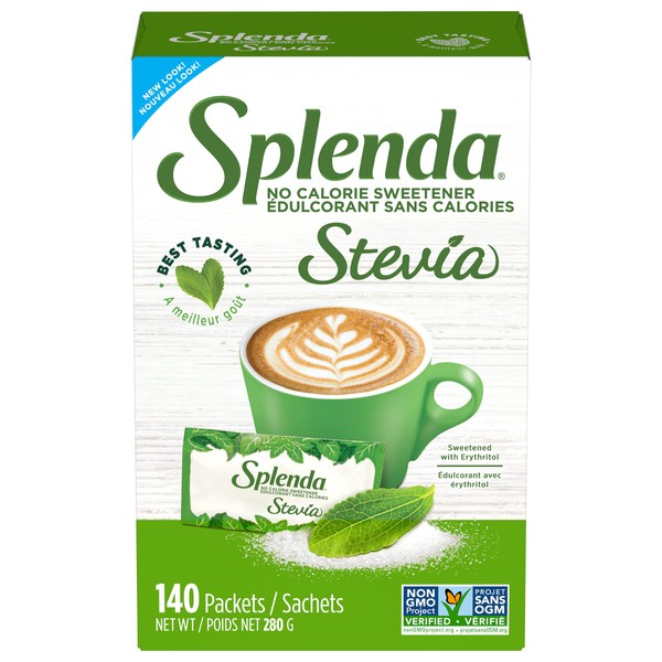 SPLENDA Stevia Zero Calorie Sweetener, 140 Sachets - 100% Natural, Nothing Artificial, Best Tasting Stevia with No Bitter Aftertaste. The Taste of Sugar Without The Calories