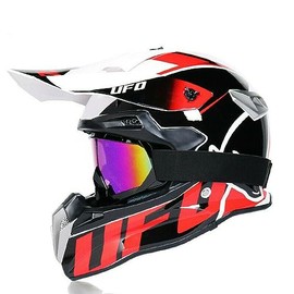 Woljay Full Face Motorcycle UFO Helmet Motocross Off Road Street Dirt Bike MX MTV - DOT (Black White,Large)