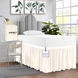 SGI bedding Dorm Bed Skirt Twin XL 42 Inch Drop Length - Butter, Ruffled Pattern College Dorm Room Bed Skirts - Split Corner, Easy Care, Wrinkle Free 1800 Series Microfiber Bed Skirt