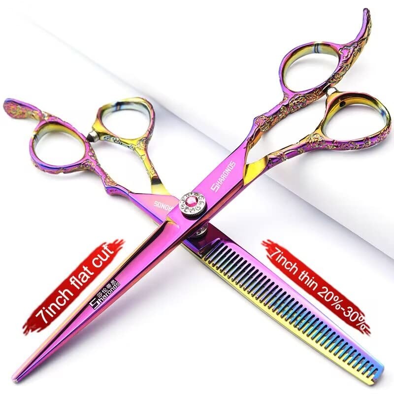6/7 Inch Professional Hairdressing Scissors Haircut Rose Pattern Hairdressing Scissors