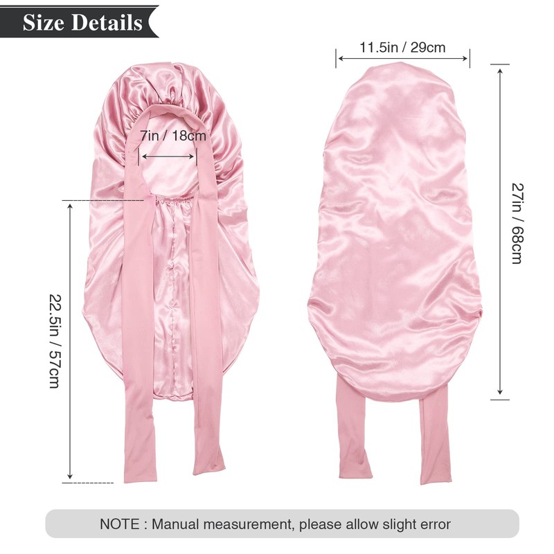 AWAYTR Long Satin Bonnet for Women - Double Layer Elastic