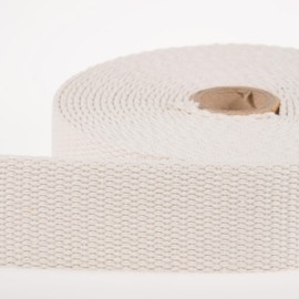 Heavy Duty Cotton Webbing Strap, 1 or 1.5 Inches and Colours, 5m (Ecru, 38mm)