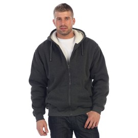 Gioberti Men's Heavyweight Sherpa Lined Fleece Hoodie Jacket, Heather Charcoal, Medium