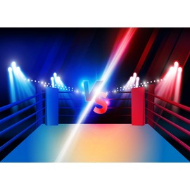 Loccor 7x5ft Fabric Boxing Arena Backdrop Boxing Ring VS Letters Fight Competition Sport Photography Background for Boxing Theme Party Decorations Photoshoot Studio Props