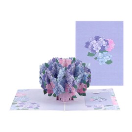 BYZANDQI Biglietto pop-up con farfalle su fiori, biglietto di compleanno 3D per donne (mamma, nonna, zia), biglietto di congratulazioni per anniversario per fidanzata (ortensia rosa)