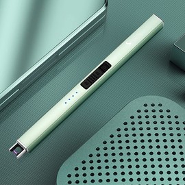 SUPRUS Electric Lighter Arc Windproof Flameless USB Rechargeable Lighter with Safety Lock for Candle BBQ Camping (Green)