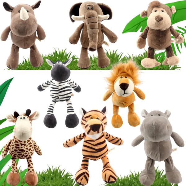 Haconba 8 Pieces 11 Inch Jungle Animal Plush Toys Plush