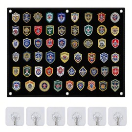 Velcro Board Patches Velcro Wall 60 x 45 cm, Foldable Velcro Surface with Eyelets, for Storage and Presentation of Battle Badges, with Hook and Loop (Black)