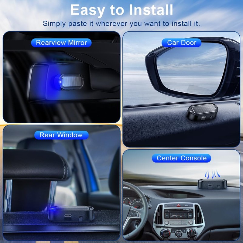 ELECTOP Car Solar Power Simulated Dummy Alarm, Anti-Theft LED Flashing