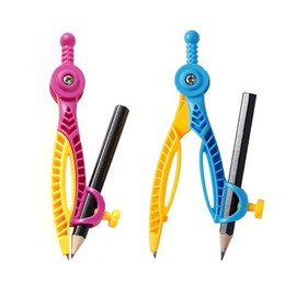 SURALIN 2 Pieces Ergonomic Math Geometry Learning Compass Round Drawing Tool Compass with Pencil Compass with Pen Holder