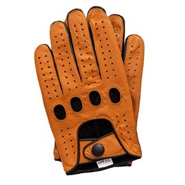 Riparo Men's Genuine Leather Reverse Stitched Full-Finger Driving Motorcycle Riding Gloves (2X-Large, Cognac/Black)
