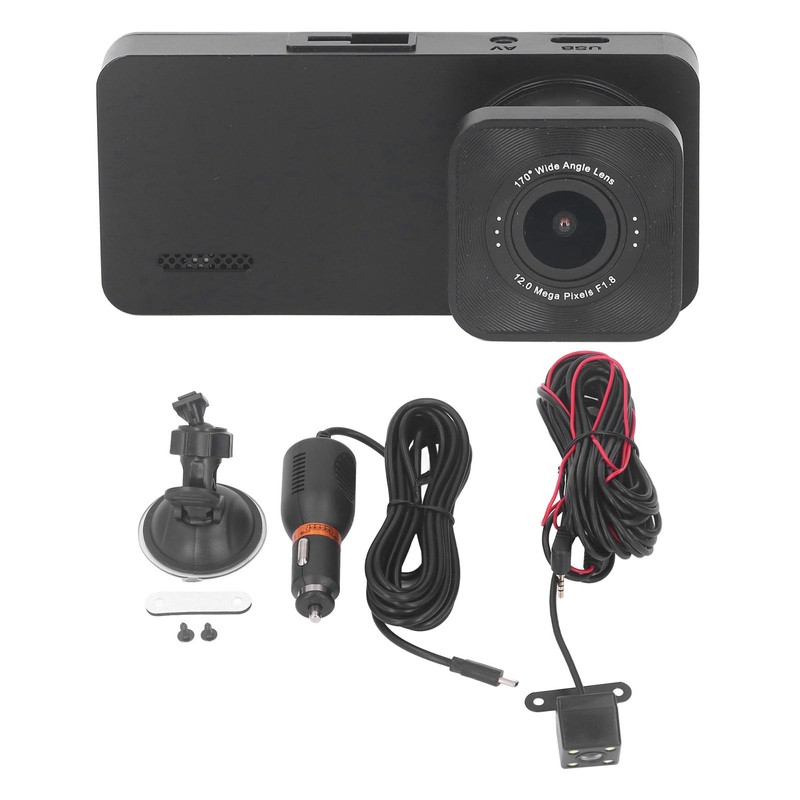 Dash Camera Triple Lens Rotatable HD1080P Night Vision 2in ISP