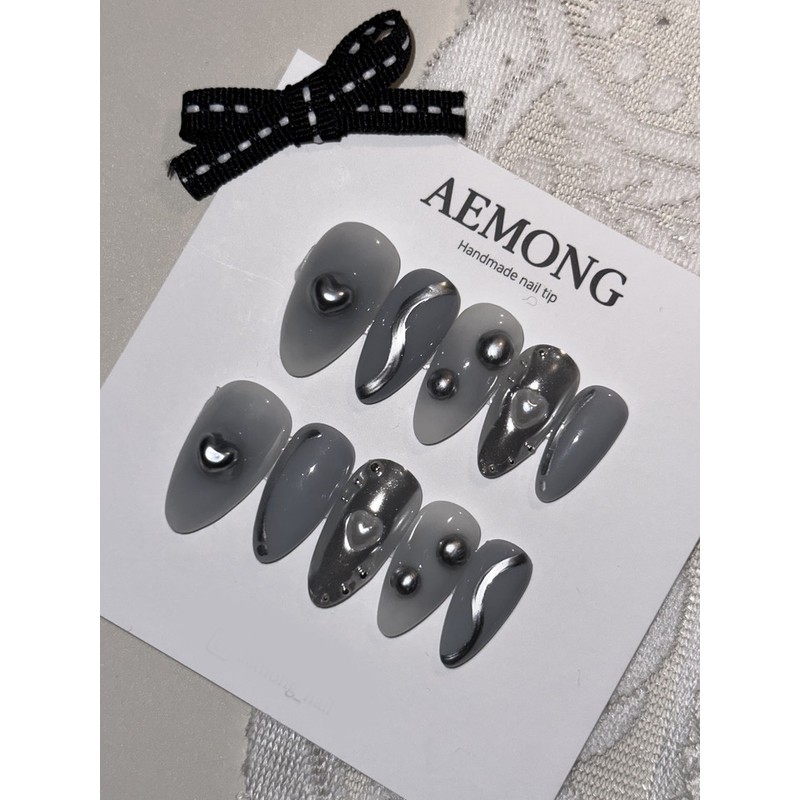 [Unique high quality] 3d silver gray heart beam - short