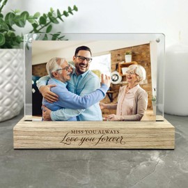 Miss You Always Memorial Photo Frame | Wooden Base, Fits 6x4 Photo, Magnetic Acrylic Sheets | Cherished Keepsake for Remembrance | 18.2 x 13.4 x 5cm