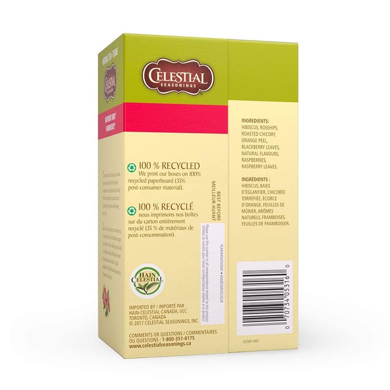 Celestial Seasonings Herbal Tea, Raspberry Zinger, 20 Count (Pack of