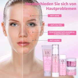 LXSKN Skin Care Sets - 5-Step Skin Care Set with Facial Cleanser, Face Scrub, Toner, Facial Toner and Acne Serum for Teenagers and Adults