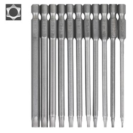 11 Piece Torx Screwdriver Bit Set - 1/4 Inch Magnetic Star Head Screwdriver Set T6-T40 100 mm Long Hex Shank Electric Torx Bits Set Tools Suitable for Electric Screwdrivers