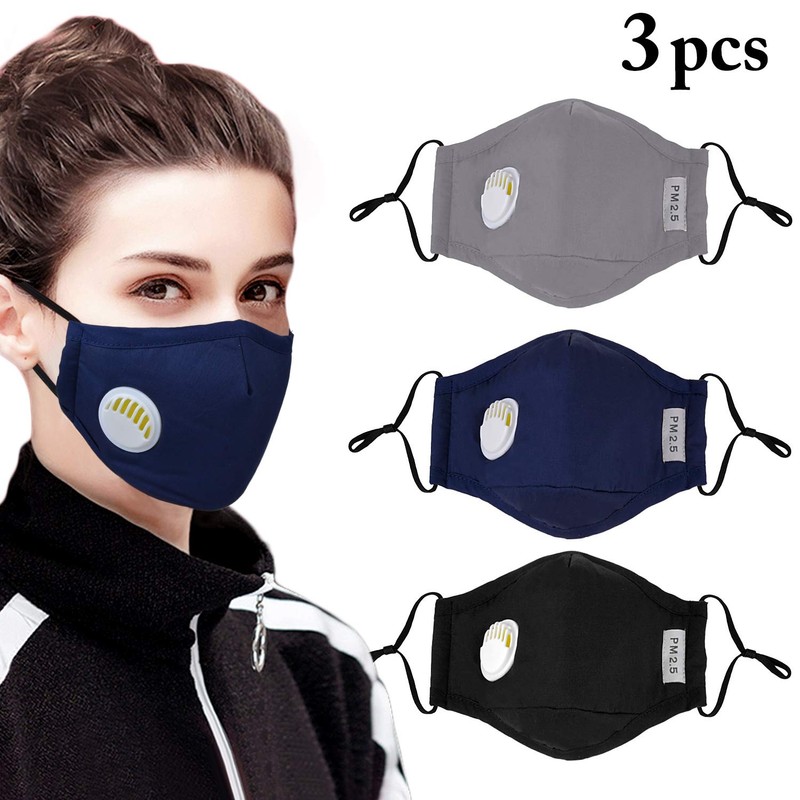 Packool 3PCS Mouth Masks Activated Carbon PM2.5 Dust Proof Half