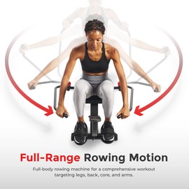 Sunny Health & Fitness SMART Compact Full Motion Rowing Machine, Full-Body Workout, Low-Impact, Extra-Long Rail, 350 LB Weight Capacity and SunnyFit® App Enhanced Bluetooth Connectivity SF-RW5639SMART