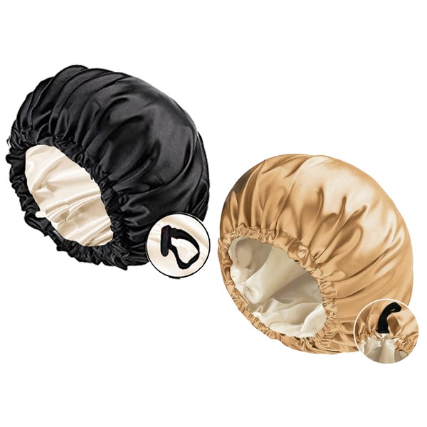 Pack of 2 Women's Satin Sleep Cap, Silk Cap for