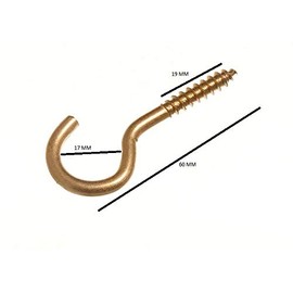No.10 5mm x 60mm EB Steel Screw In Hook (Pack of 10)