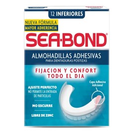Almohadillas Adhesivas Inferiores Sea Bond para Dentaduras Postizas 12 Piezas cada una