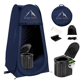 BlackTerra Portable Toilet for Adults - Portable Toilet for Camping Privacy Outdoor Bathroom Tent XL Portable Toilet Set for Adults (Blue)