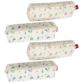 CIOUYAOS Pack of 4 Floral Pencil Case, Small Pencil Case, Aesthetic Pencil Case, Multifunctional Cosmetic Bag, Makeup Bag, Pencil Case for Girls, Boys, Teenagers, Adults, Blue and Pink, pencil case