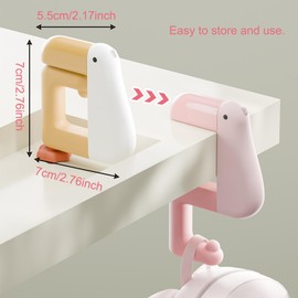 KASESSS 3 Pcs Bag Holder, Bag Hooks for Table, Handbag Hook Holder, Cartoon Duck Pattern Handbag Hooks for Tables, Staple Free Portable Bag Holder for Table Desks Work Restaurants, Non-Slip Foldable