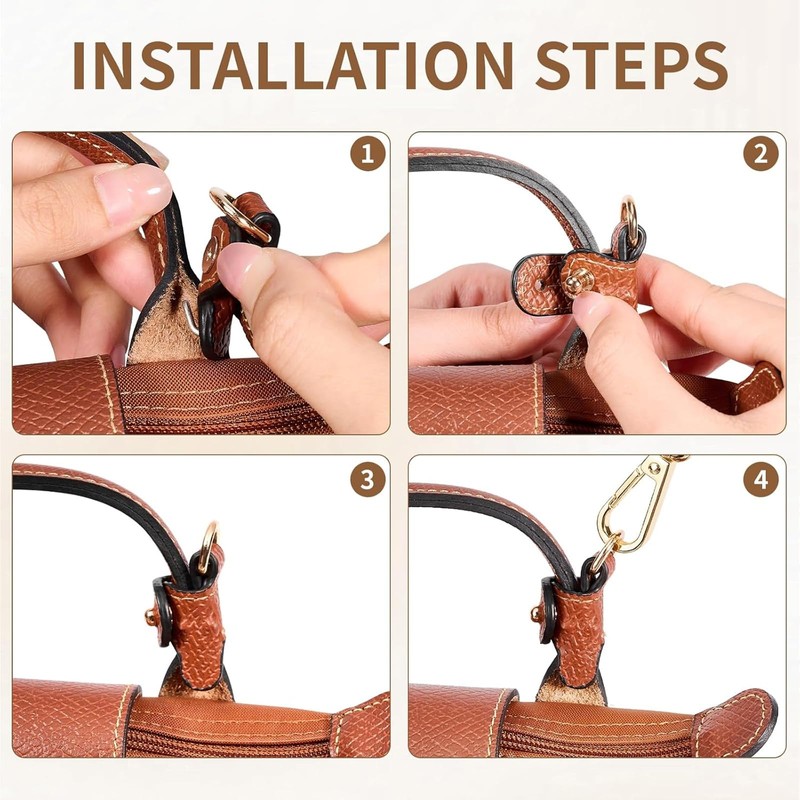 Strap for Longchamp Mini Bag Strap - Brown Adjustable for