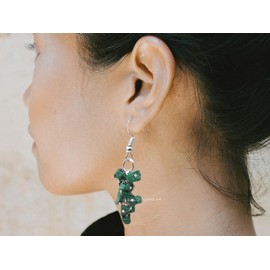 Malachite Crystal Earrings for Women and Teen Girls - Trendy Crystal Chips Earring Sets - Valentines Day Gifts for Her, Birthday Gifts for Women - Gifts for Mom, Girlfriend, Daughter (Silver)