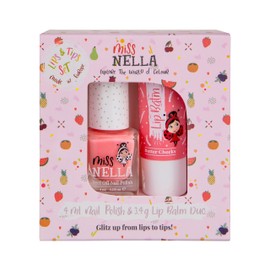 Miss Nella BUTTER CHEEKS Hypoallergenic Lip Balm Especially for Children + Miss Nella Peach Slushie Peel Off Nail Polish Especially for Children