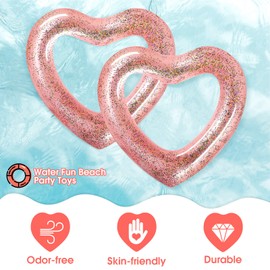 2 Anillos de Natación Inflables Flotador de Piscina de Corazón Tubo de Tumbonas Flotantes para Piscina de Despedida de Soltera de 47.3 x 39.4 Pulgadas Anillo de Natación de Verano en Forma de Corazón