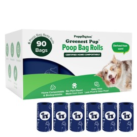 Puppington Certified Home Compostable Poop Bags - ASTM D6400 Compliant - 90 Extra Thick Bags - Plant Based - Pairs with Puppington 3-in-1 Bag & Fits all Standard Poop Bag Dispensers (Navy Blue)