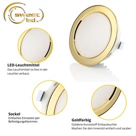 Sweet Led Sweet Led 4x flat recessed light 12V IP44 recessed furniture light 3.5W LED 6500K bathroom light recessed spot round ultra flat mini wet room light furniture recessed spotlight bathroom recessed spots cold white Gold