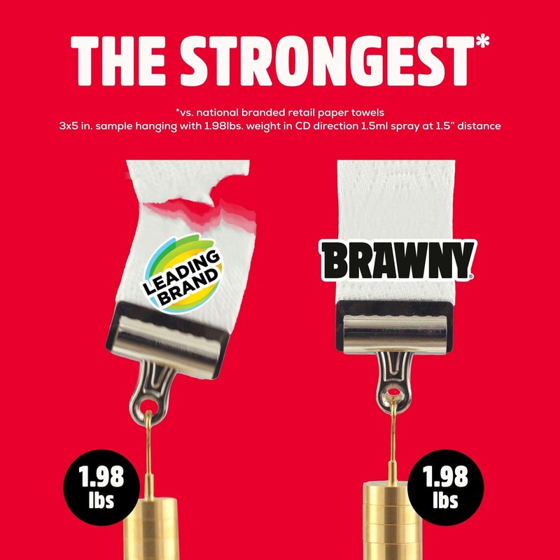 Brawny Tear-A-Square 3-Ply Paper Towels, 6 Double Rolls = 12
