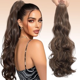 Webshaiy Long Ponytail Extension Claw Clip in Ponytail Hair Extensions Fluffy Loose Wave Synthetic Heat-Resistant Fibers Hair Pieces for Women Daily Use 22 Inch Golden Brown