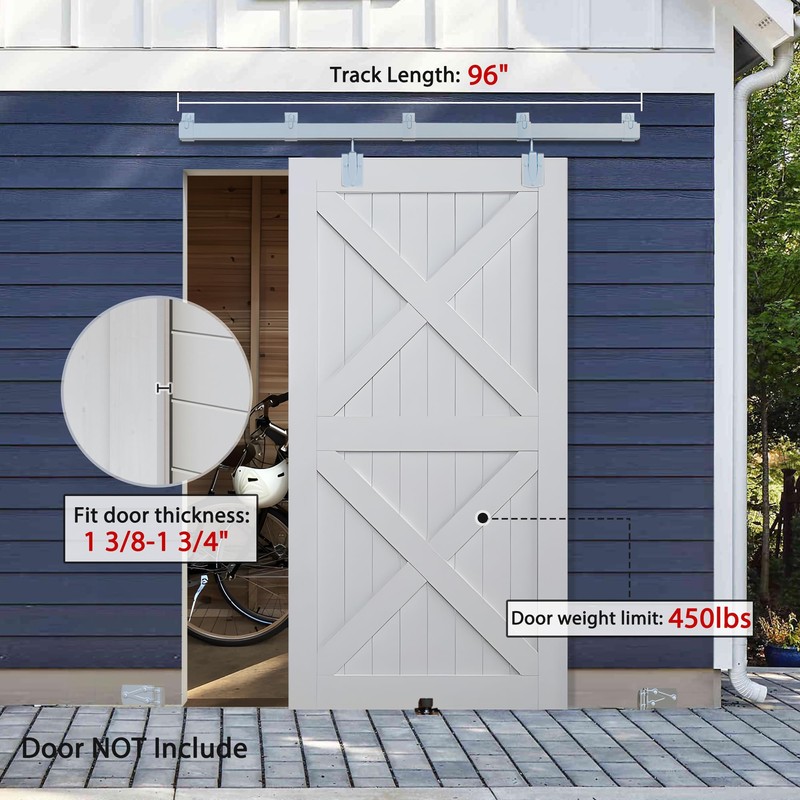 BARNSMITH 8FT Exterior Barn Door Hardware, Sliding Barn Door Hardware