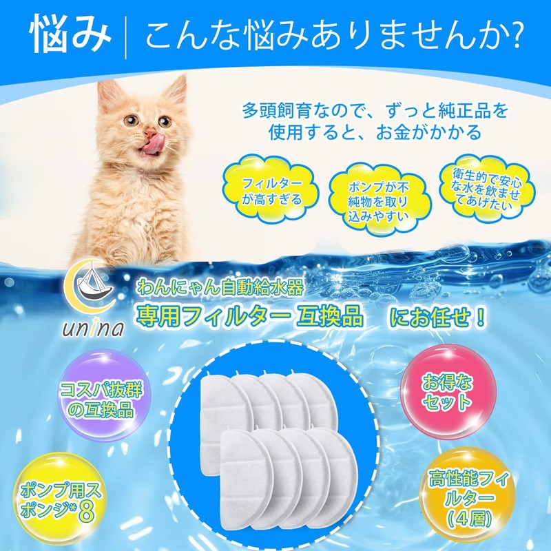 Cunina Cat Water Filter Wa Clear Dedicated Filter, Compatible Water