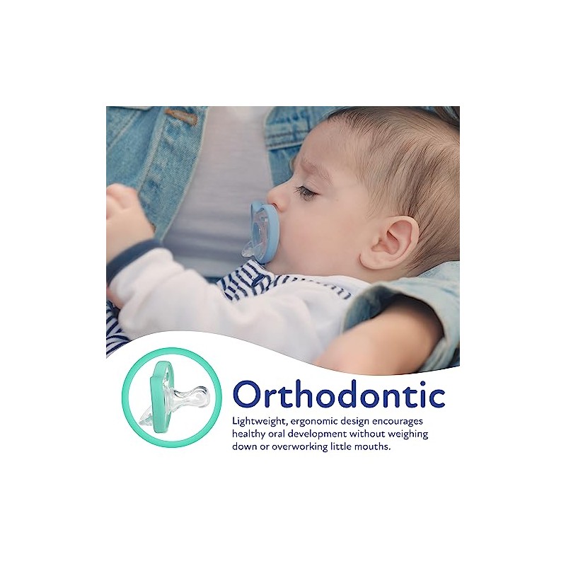 Dr. Talbot's Soft-Flex - Chupetes de ortodoncia 0-6 meses, azul/gris,