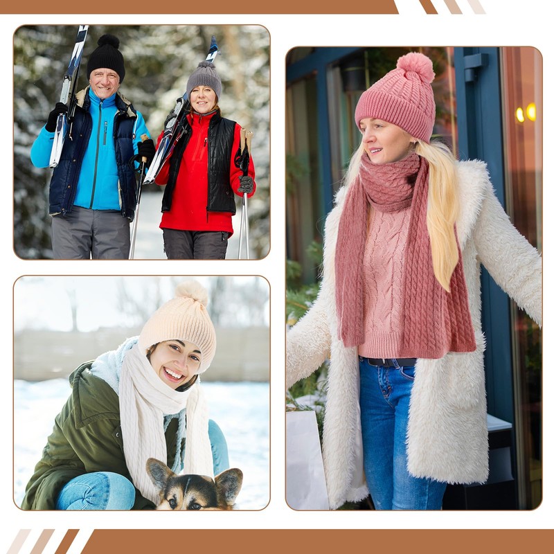Liitrsh 12 Pcs Women Beanie Scarf Gloves Sets Knitted Beanie