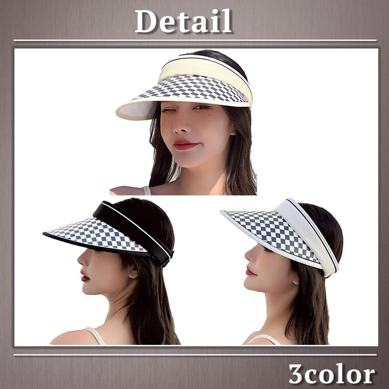 ONE LIMITATION CPA152 Women's Visor, Sun Visor, Hat, Checked, Logo,