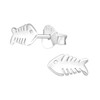 Bungsa Unisex Herringbone Stud Earrings 925 Sterling Silver, Silver, Created