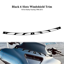 HDBUBALUS Black 6 Slots Batwing Fairing Windshield Trim For Harley Street Glide 1996-2013