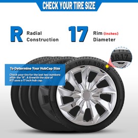 4-Pack 17 Inch Wheel Rim Cover Hubcaps, AUTOWIKI Special Design Fashion Shape Replacement Hubcaps,Car Truck SUV Wheel Hub Accessories (Chrome)