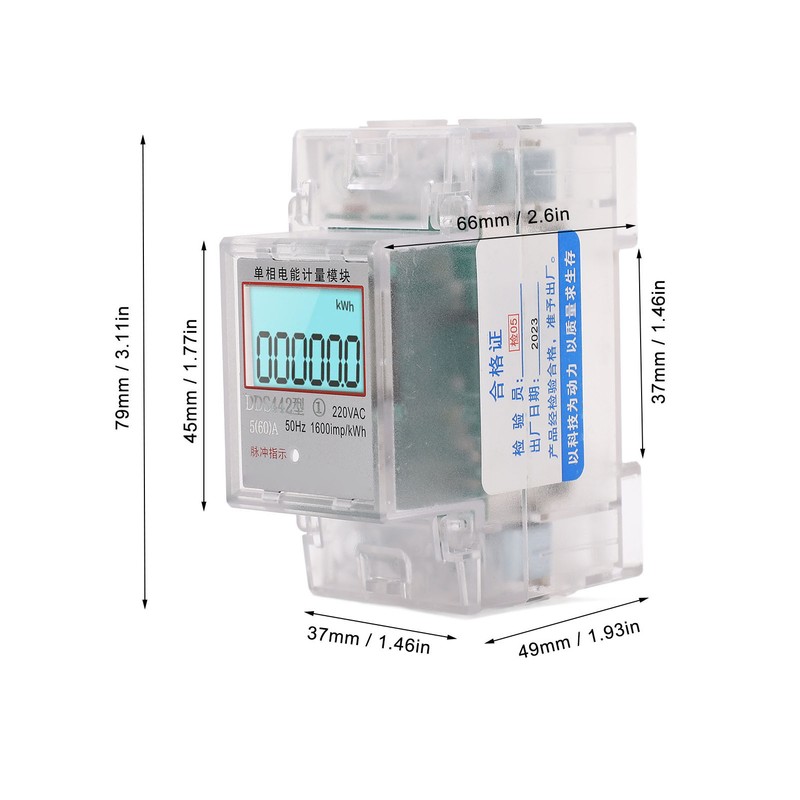 Smart Energy Meter LCD Display Power Consumption Monitor Single Phase