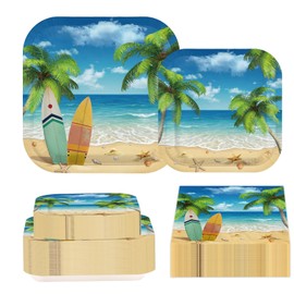 200Pcs Summer Beach Party Supplies Tropical Ocean Plates and Napkins