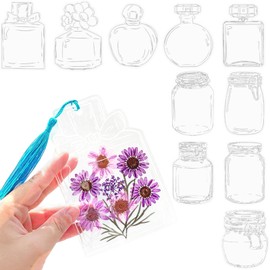 Pack of 40 Transparent DIY Dried Flower Bookmarks Set, Bottle Shape Stickers for Bookmarks, Crafts, Bookmarks Yourself Design for Children, PET Stickers without Dried Flowers for Scrapbook